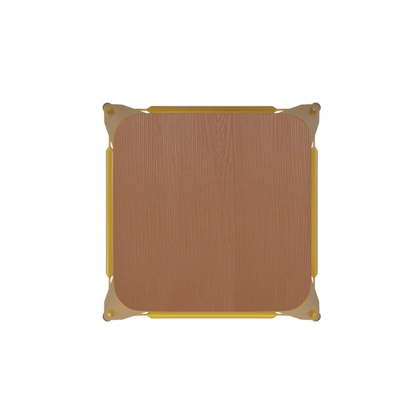 Yellow/Teak |#| Indoor/Outdoor Backless Bar Stool with Poly Seat - Yellow/Teak