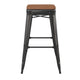 Black/Teak |#| Indoor/Outdoor Backless Bar Stool with Poly Seat - Black/Teak