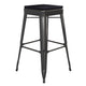 Black/Black |#| Indoor/Outdoor Backless Bar Stool with Poly Seat - Black/Black