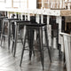 Black/Black |#| Indoor/Outdoor Backless Bar Stool with Poly Seat - Black/Black