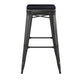 Black/Black |#| Indoor/Outdoor Backless Bar Stool with Poly Seat - Black/Black