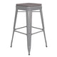 Silver/Gray |#| Indoor/Outdoor Backless Bar Stool with Poly Seat - Silver/Gray