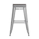 Silver/Gray |#| Indoor/Outdoor Backless Bar Stool with Poly Seat - Silver/Gray