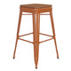 Orange/Teak |#| Indoor/Outdoor Backless Bar Stool with Poly Seat - Orange/Teak