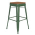 Kai Commercial Grade 30" High Backless Metal Indoor-Outdoor Bar Height Stool with Poly Resin Wood Seat