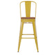 Yellow/Teak |#| All-Weather Commercial Bar Stool with Removable Back/Poly Seat-Yellow/Teak