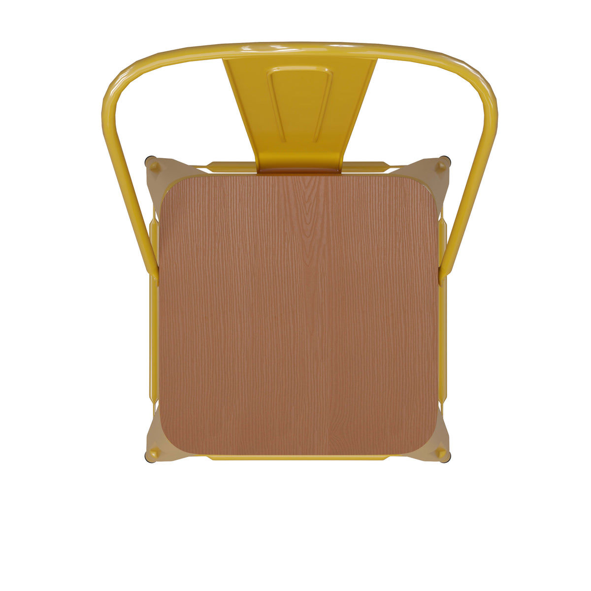 Yellow/Teak |#| All-Weather Commercial Bar Stool with Removable Back/Poly Seat-Yellow/Teak