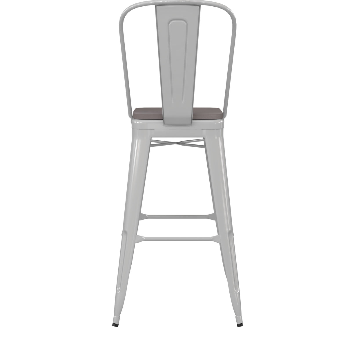 White/Gray |#| All-Weather Commercial Bar Stool with Removable Back/Poly Seat-White/Gray