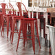 Red/Red |#| All-Weather Commercial Bar Stool with Removable Back/Poly Seat-Red/Red