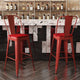 Red/Red |#| All-Weather Commercial Bar Stool with Removable Back/Poly Seat-Red/Red