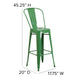 Green/Teak |#| All-Weather Commercial Bar Stool with Removable Back/Poly Seat-Green/Teak