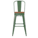 Green/Teak |#| All-Weather Commercial Bar Stool with Removable Back/Poly Seat-Green/Teak