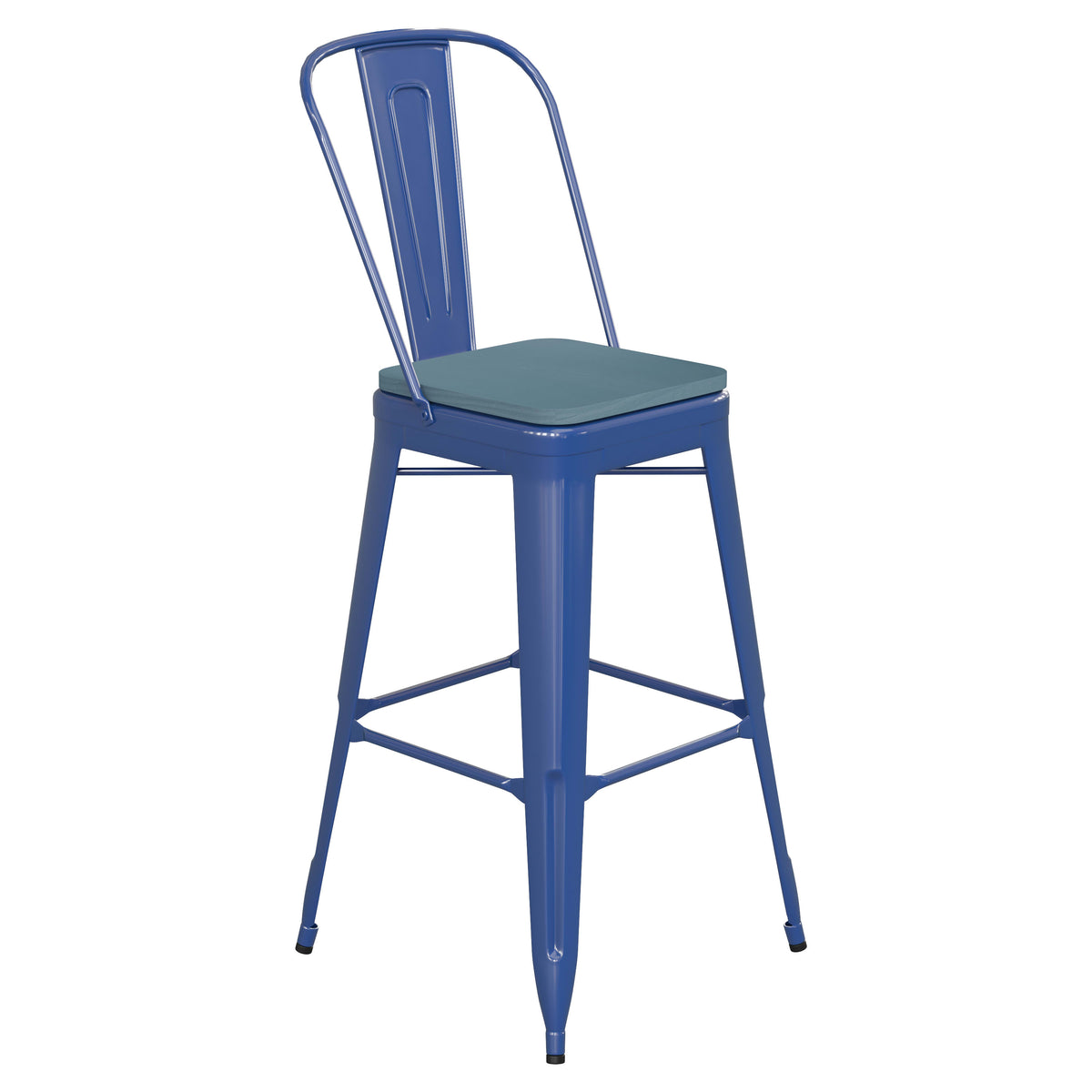 Blue/Teal-Blue |#| All-Weather Commercial Bar Stool with Removable Back/Poly Seat-Blue/Teal