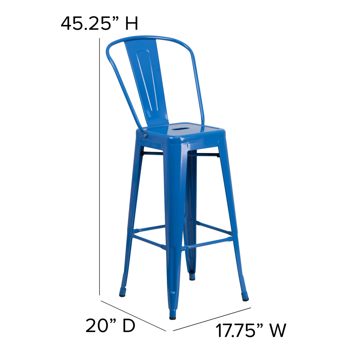 Blue/Teal-Blue |#| All-Weather Commercial Bar Stool with Removable Back/Poly Seat-Blue/Teal