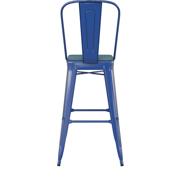 Blue/Teal-Blue |#| All-Weather Commercial Bar Stool with Removable Back/Poly Seat-Blue/Teal