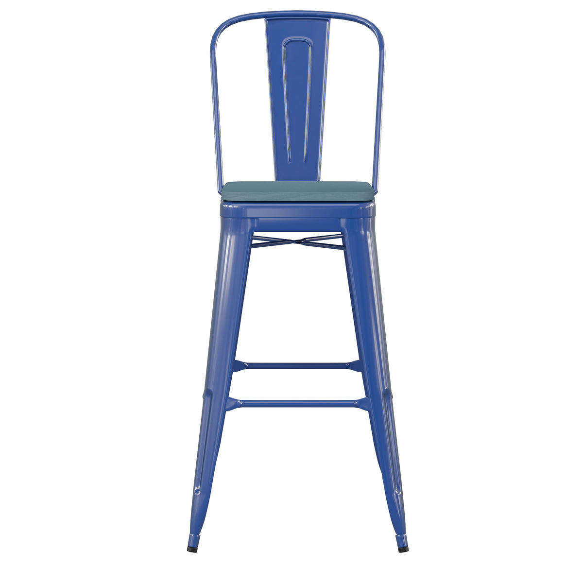 Blue/Teal-Blue |#| All-Weather Commercial Bar Stool with Removable Back/Poly Seat-Blue/Teal