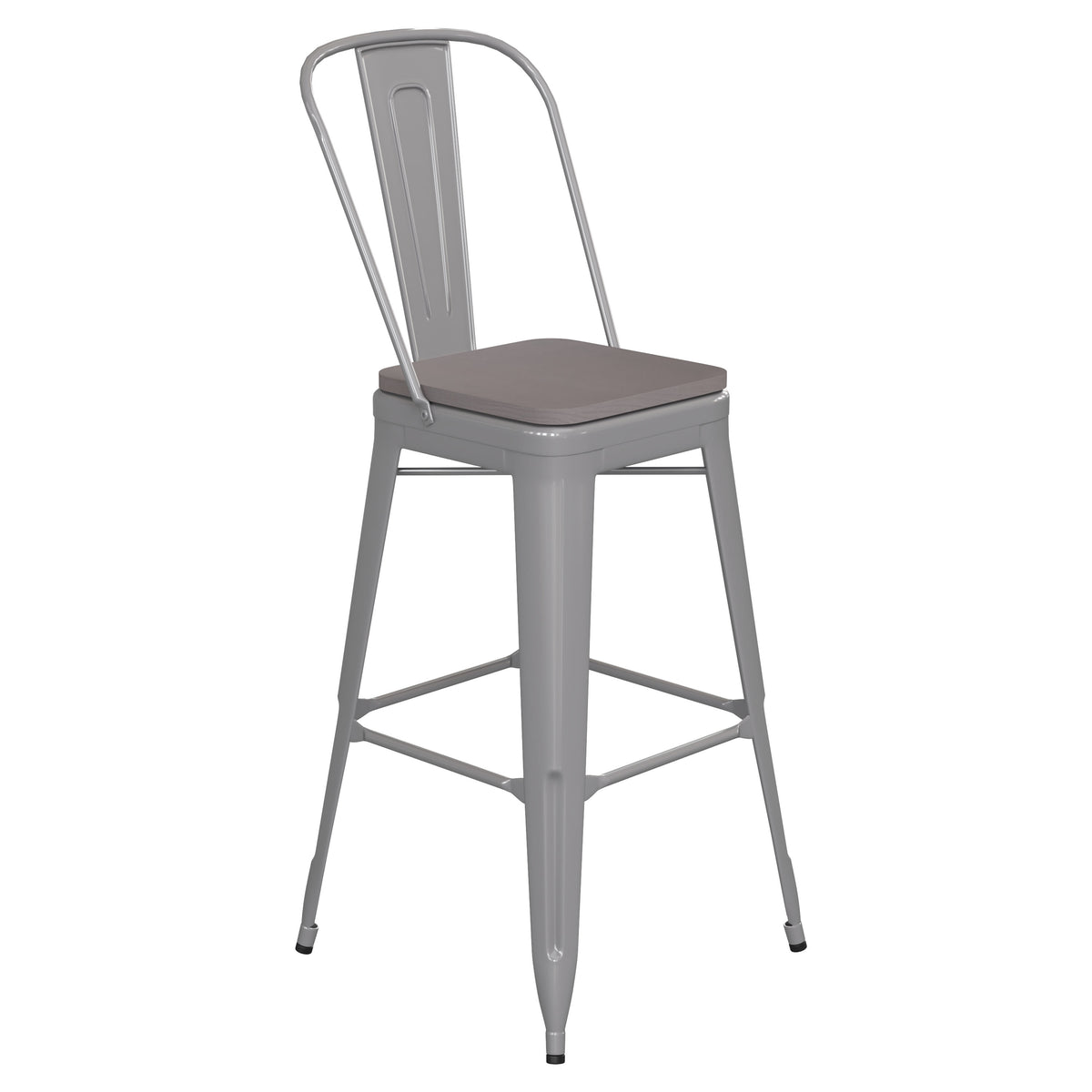 Silver/Gray |#| All-Weather Commercial Bar Stool with Removable Back/Poly Seat-Silver/Gray