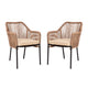 Natural/Ivory |#| Woven Indoor/Outdoor Stacking Club Chairs in Natural - Ivory Cushions-Set of 2