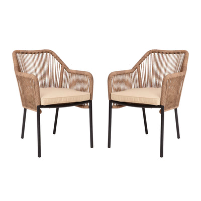 Kallie Set of 2 Aluminum Framed Stackable All-Weather Woven Club Chairs with Rounded Arms & Zippered Seat Cushions - View 1