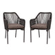 Black/Gray |#| Woven Indoor/Outdoor Stacking Club Chairs in Black - Gray Cushions-Set of 2