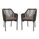 Black/Gray |#| Woven Indoor/Outdoor Stacking Club Chairs in Black - Gray Cushions-Set of 2