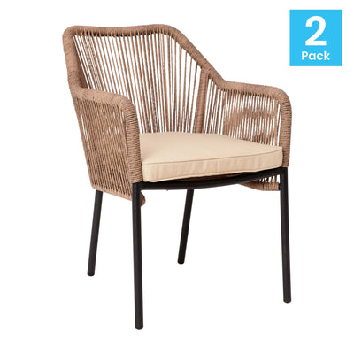 Kallie Set of 2 Aluminum Framed Stackable All-Weather Woven Club Chairs with Rounded Arms & Zippered Seat Cushions - View 2