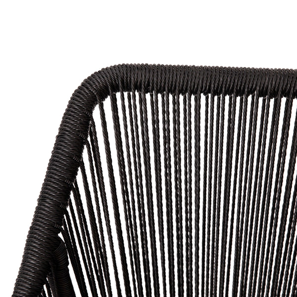 Black/Gray |#| Woven Indoor/Outdoor Stacking Club Chairs in Black - Gray Cushions-Set of 2