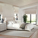 Beige Fabric/Walnut Legs,Queen |#| Faux Linen Queen Size Platform Bed with Channel Stitched Headboard in Beige