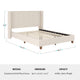 Beige Fabric/Walnut Legs,Full |#| Faux Linen Full Size Platform Bed with Channel Stitched Headboard in Beige