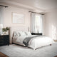 Beige Fabric/Walnut Legs,Full |#| Faux Linen Full Size Platform Bed with Channel Stitched Headboard in Beige