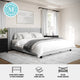 Gray Fabric/Black Legs,King |#| Faux Linen King Size Platform Bed with Channel Stitched Headboard in Gray