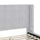 Gray Fabric/Black Legs,King |#| Faux Linen King Size Platform Bed with Channel Stitched Headboard in Gray