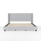 Gray Fabric/Black Legs,King |#| Faux Linen King Size Platform Bed with Channel Stitched Headboard in Gray