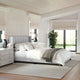 Gray Fabric/Black Legs,Queen |#| Faux Linen Queen Size Platform Bed with Channel Stitched Headboard in Gray