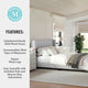 Gray Fabric/Black Legs,Queen |#| Faux Linen Queen Size Platform Bed with Channel Stitched Headboard in Gray