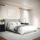 Gray Fabric/Black Legs,Queen |#| Faux Linen Queen Size Platform Bed with Channel Stitched Headboard in Gray