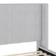 Gray Fabric/Black Legs,Queen |#| Faux Linen Queen Size Platform Bed with Channel Stitched Headboard in Gray