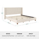 Beige Fabric/Walnut Legs,King |#| Faux Linen King Size Platform Bed with Channel Stitched Headboard in Beige