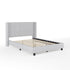 Kay Upholstered Platform Bed with Channel Stitched Wingback Headboard and Cushioned Siderails, Wood Slat Foundation, No Box Spring Needed