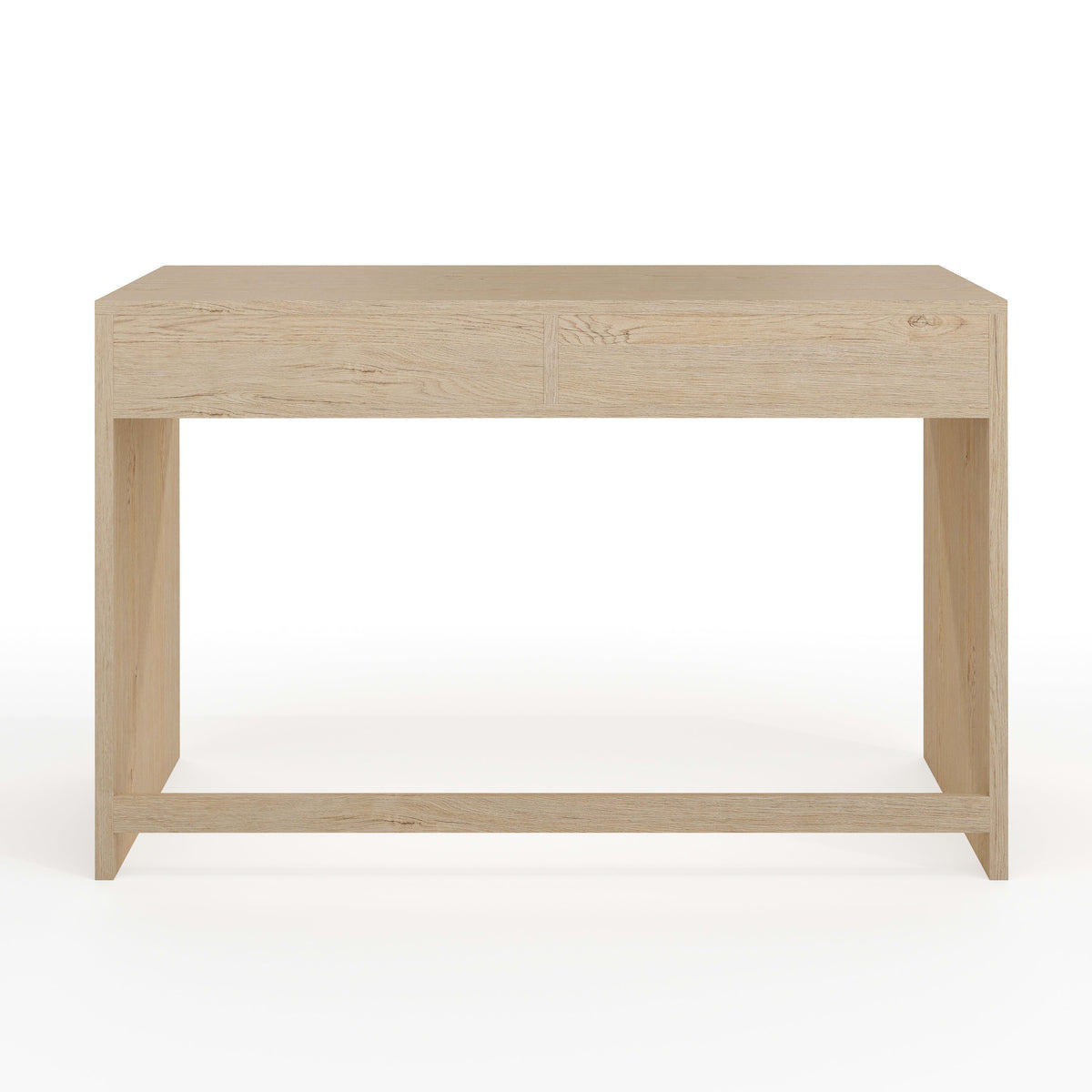 Light Natural Frame/Brushed Gold Hardware |#| Light Natural Home Office Modular Desk with 2 Drawers and Brushed Gold Hardware