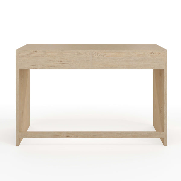 Light Natural Frame/Brushed Gold Hardware |#| Light Natural Home Office Modular Desk with 2 Drawers and Brushed Gold Hardware