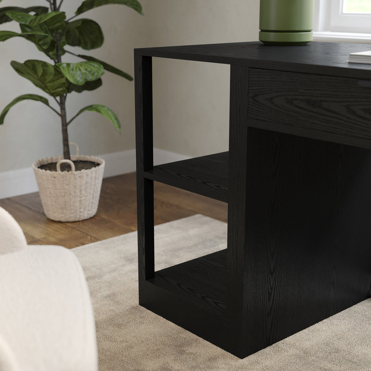 Black |#| Black Home Office Modular 2 Tier Open Bookshelf