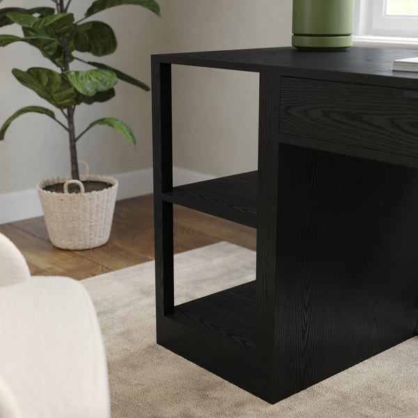 Black |#| Black Home Office Modular 2 Tier Open Bookshelf