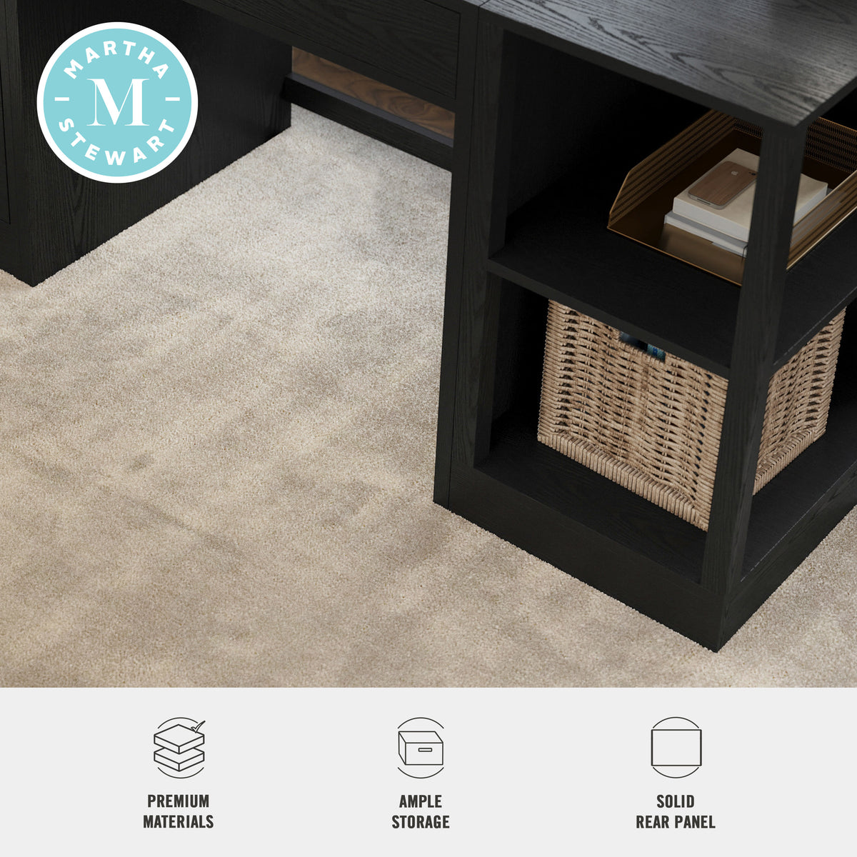 Black |#| Black Home Office Modular 2 Tier Open Bookshelf
