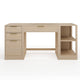 Light Natural |#| Lt. Natural Modular Desk, 2-Tier Shelf & File Cabinet with Brushed Gold Hardware