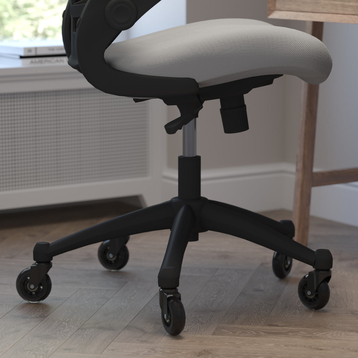 Dark Gray Mesh/Black Frame |#| Ergonomic Swivel Task Chair with Roller Wheels & Flip Up Arms - Gray Mesh