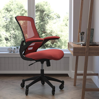 Ergonomic Swivel Task Chair with Roller Wheels & Flip Up Arms - View 2