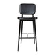 Black |#| Set of 2 Black LeatherSoft Barstools with Black Iron Frame-Integrated Footrest