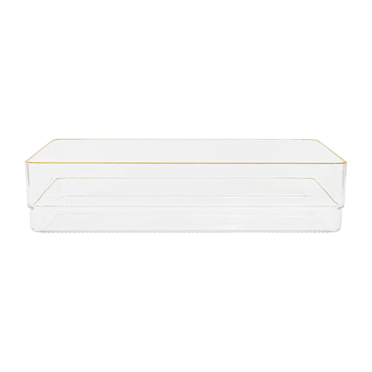 Set of 3 Plastic Stacking Desk Drawer Organizers with Gold Trim - 12 x 6