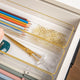 Set of 8 Plastic Stacking Desk Drawer Organizers with Gold Trim - 9 x 3